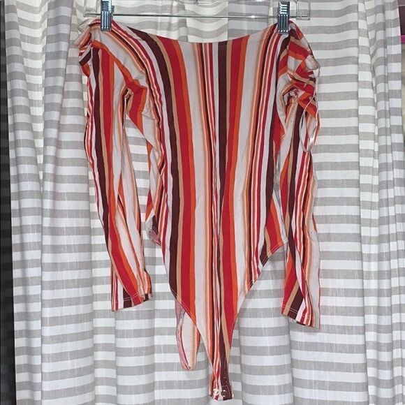 Forever 21 Tops - Forever 21 Striped Off The Shoulder Bodysuit